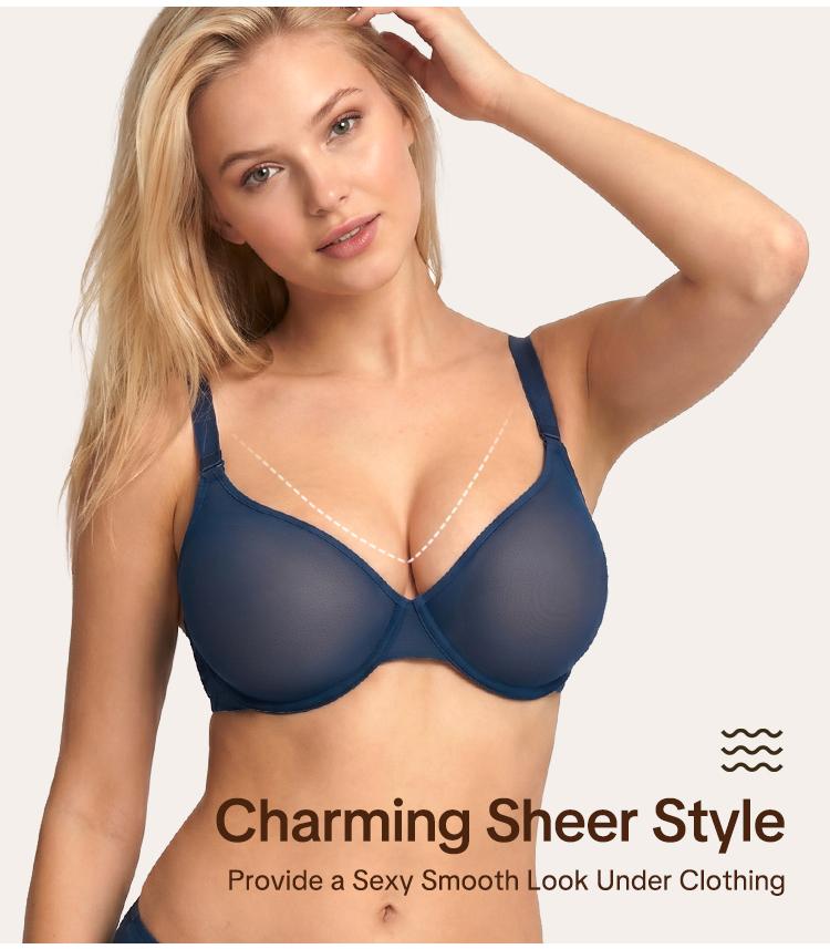 HSIA Seraphina Air Light Breathable Sheer Mesh Halter Bra Plus Size Summer Unlined Full Coverage Bra Underwire Support Non Padded Bra Lightweight Convertible Multiway 5-Way Wear Front Adjustable Detachable Straps Comfort Everyday Womenswear
