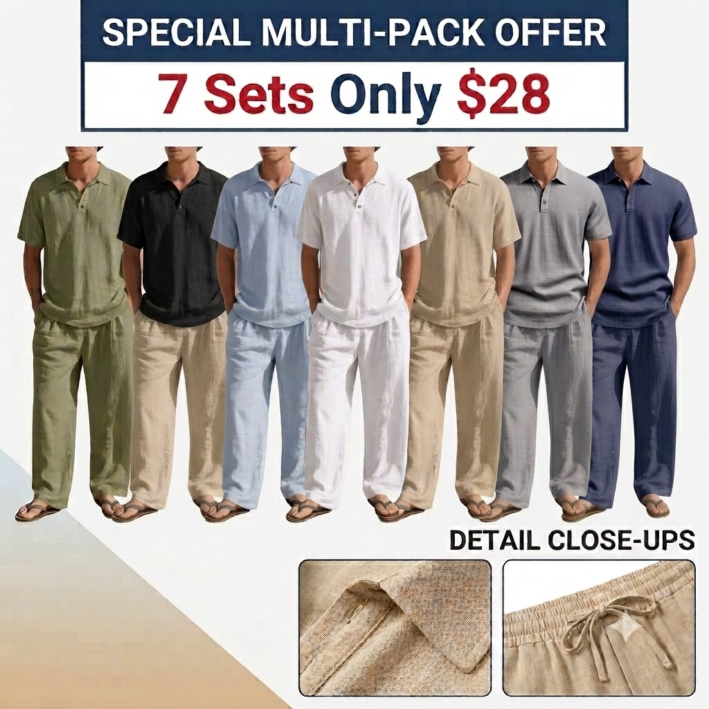 Men’s Linen Beach Two Piece Set