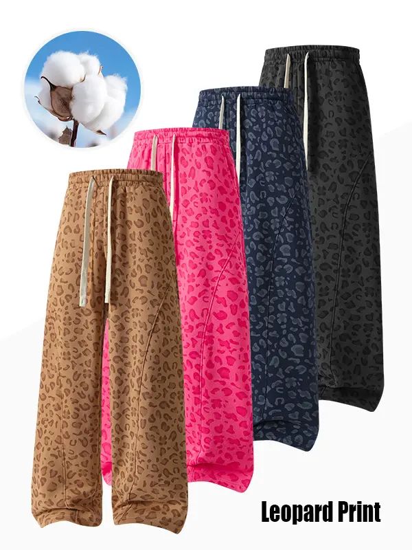 Men's Leopard Print Wide Leg Sweatpants