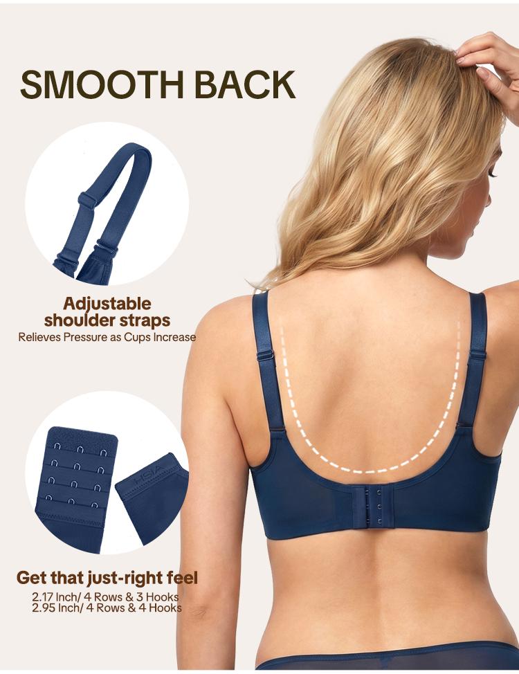 HSIA Seraphina Air Light Breathable Sheer Mesh Halter Bra Plus Size Summer Unlined Full Coverage Bra Underwire Support Non Padded Bra Lightweight Convertible Multiway 5-Way Wear Front Adjustable Detachable Straps Comfort Everyday Womenswear