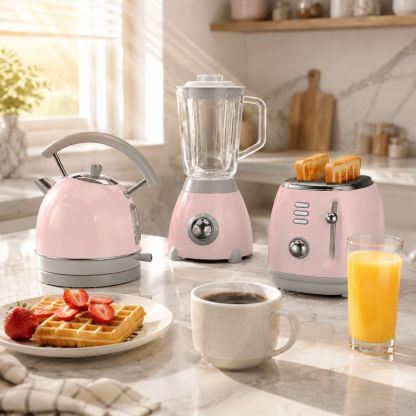 1.8L Electric Breakfast Blender Set with 1.5L Glass Jar and 2-Slice Smart Toaster