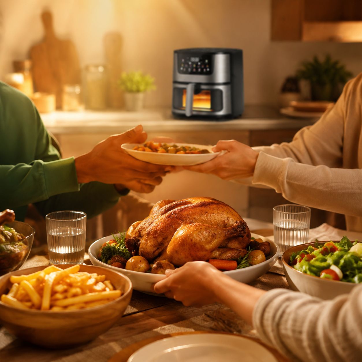 Easy-to-clean deluxe air fryer with LCD display