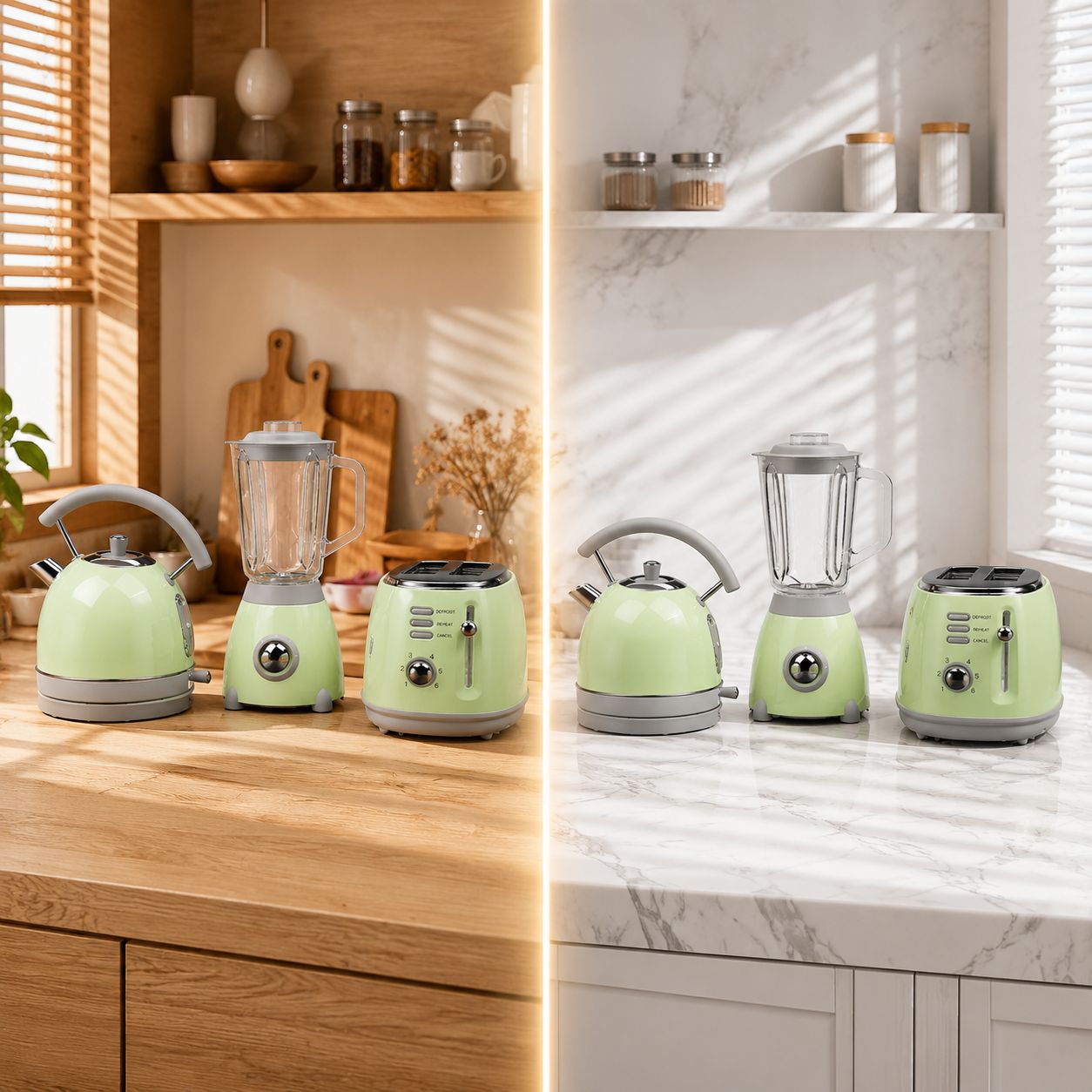 1.8L Electric Breakfast Blender Set with 1.5L Glass Jar and 2-Slice Smart Toaster