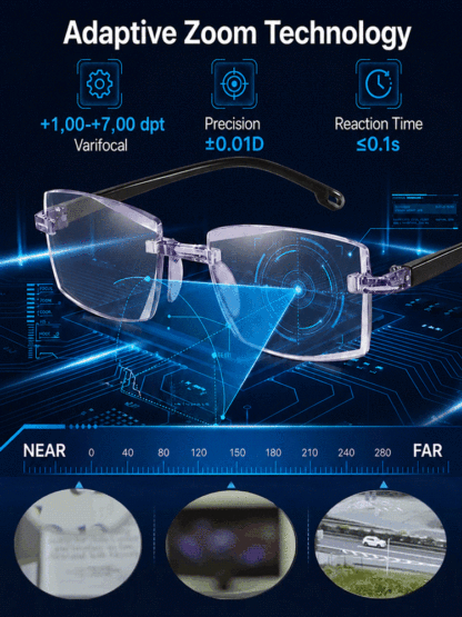 0.01s Auto-Focus Progressive Glasses +1.00~+7.00D Stepless for Reading & Driving