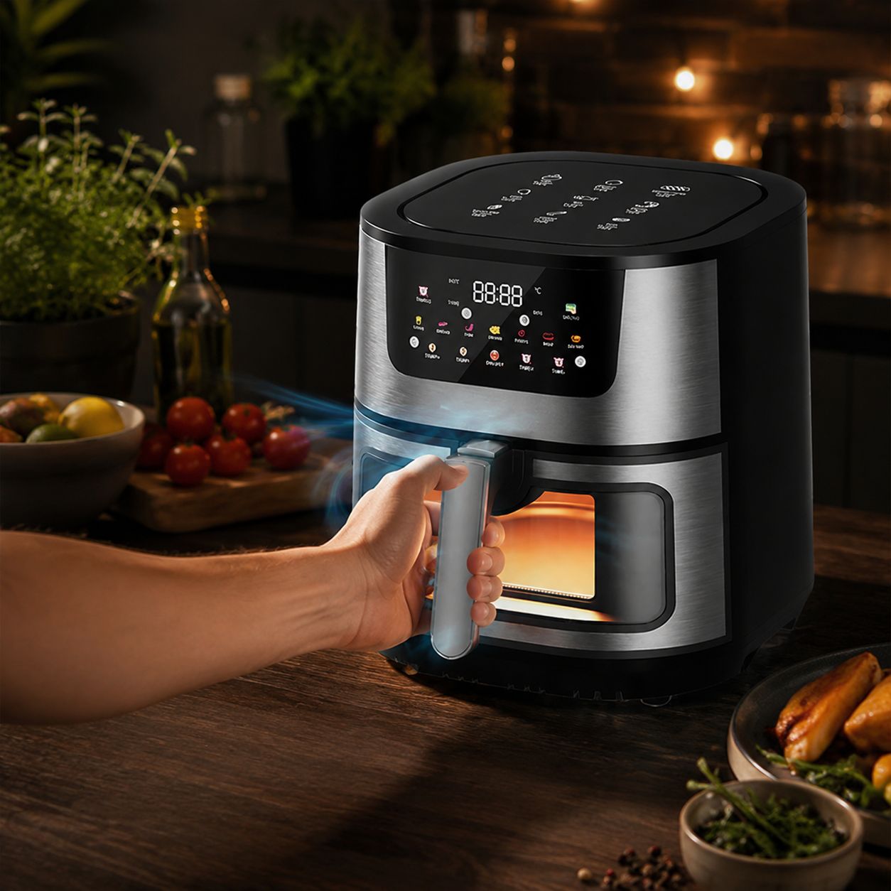 15L air fryer preparing crispy fries