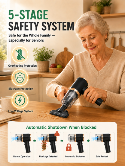 [Powerful Suction, Four-in-One] Portable Cordless Vacuum Cleaner