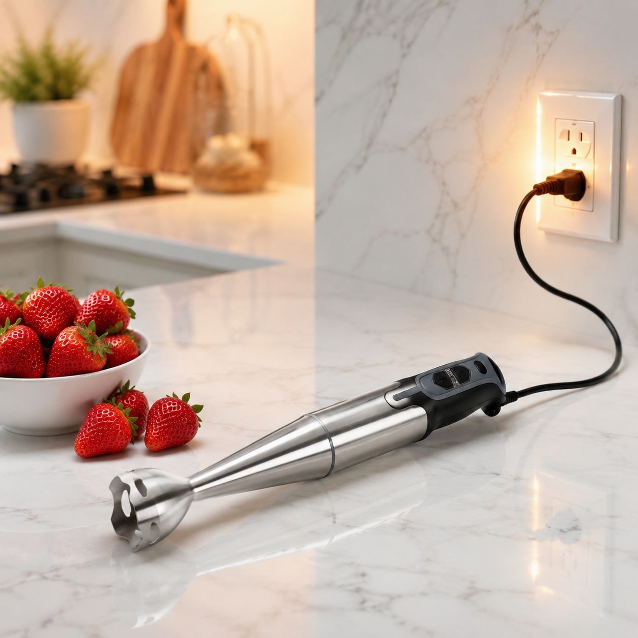 Household mixer in modern kitchen environment