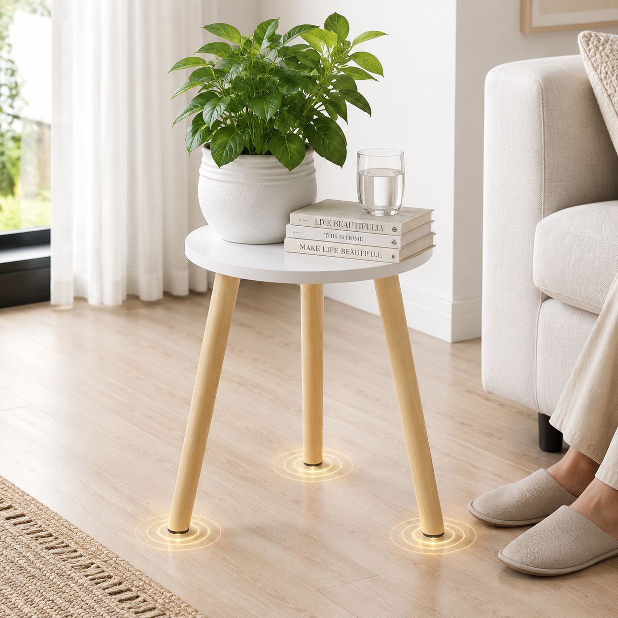 Multi-functional Home Decoration Balcony Small Round Table Sofa Side Table