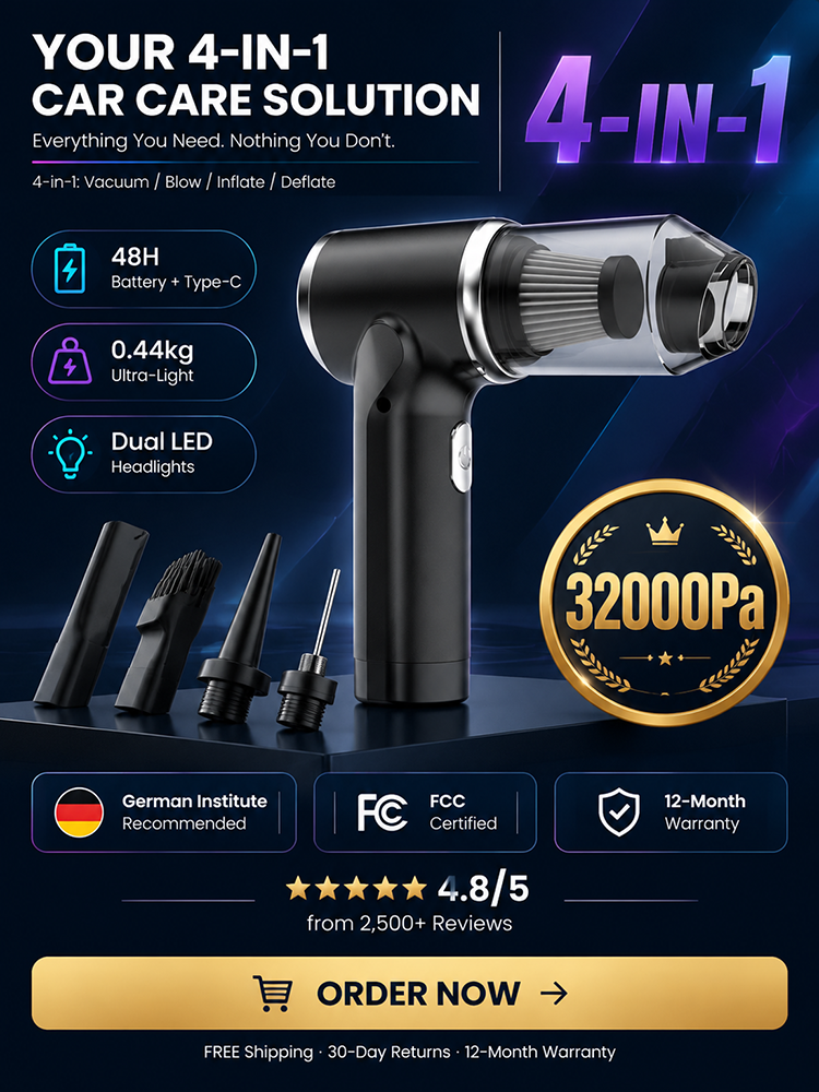 [The Solution for Hard-to-Reach Dust Spots in Your Car] Wireless Charging Car Vacuum Cleaner