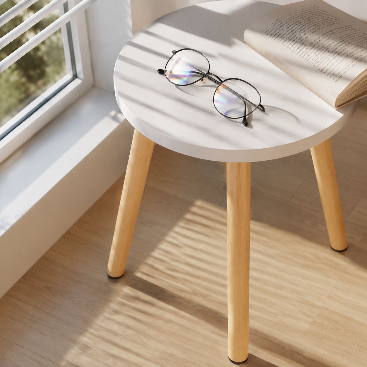 Contemporary small table complementing sofa
