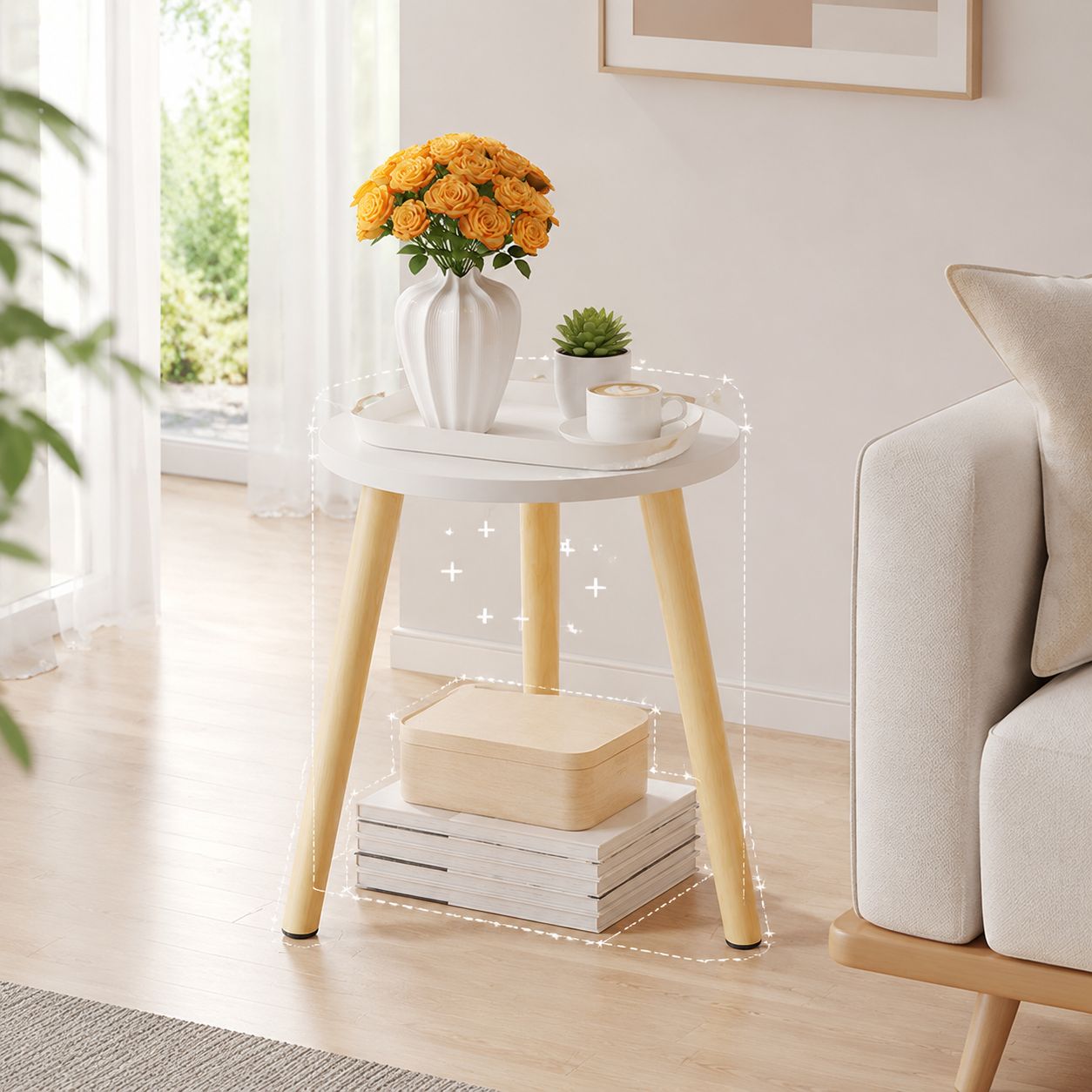 Versatile small table for living room and balcony