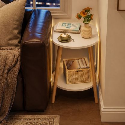 Bedroom Bedside Table Small Storage Cabinet with Solid Wood Legs