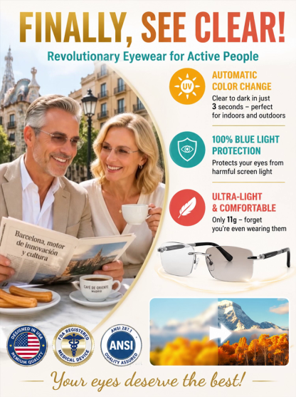 Photochromic Blue Light-Blocking Reading Glasses