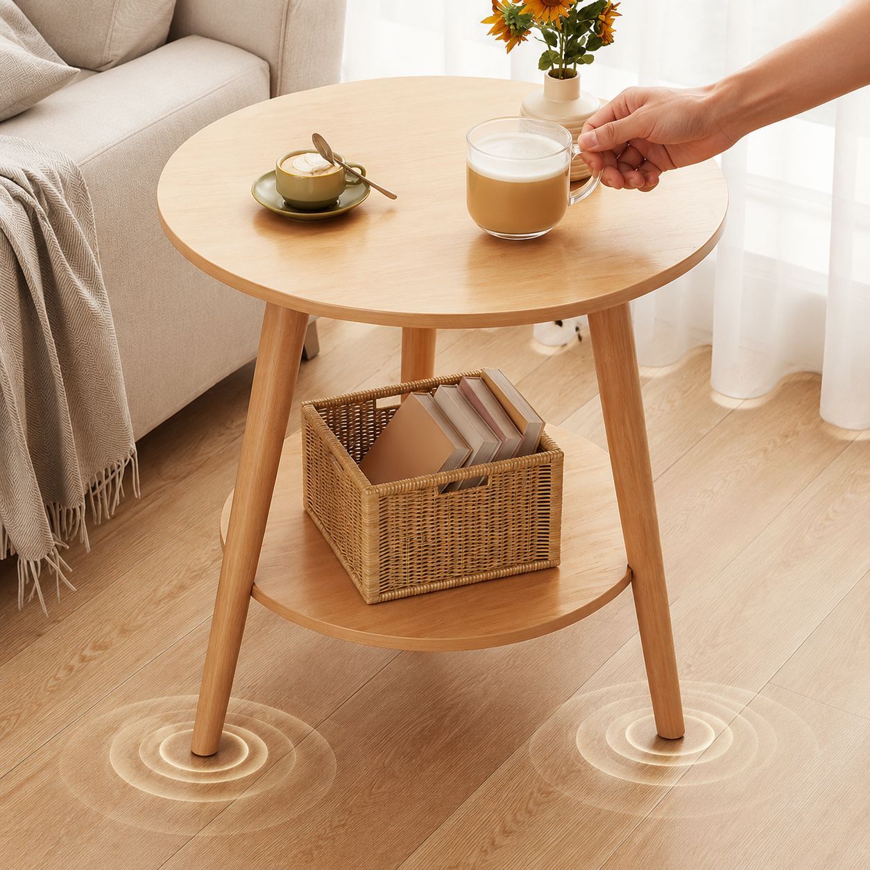 Bedroom Bedside Table Small Storage Cabinet with Solid Wood Legs