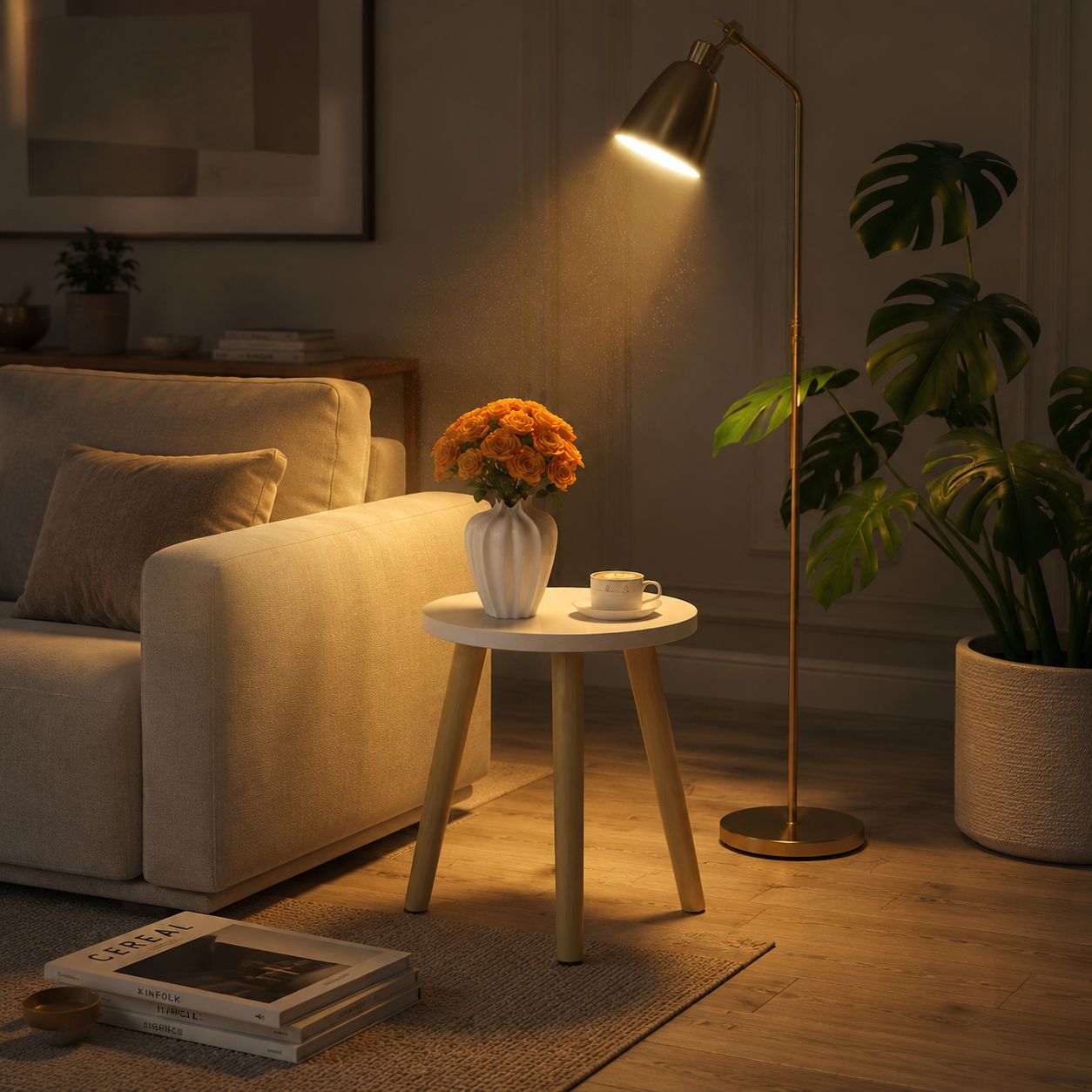 Easy-to-move small round table for home use