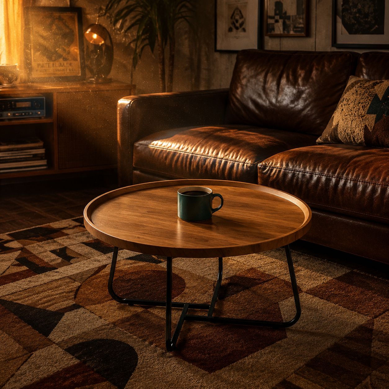 Designer coffee table with marble effect top