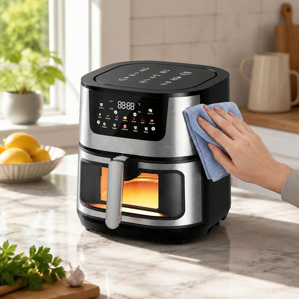Smart air fryer with non-stick basket