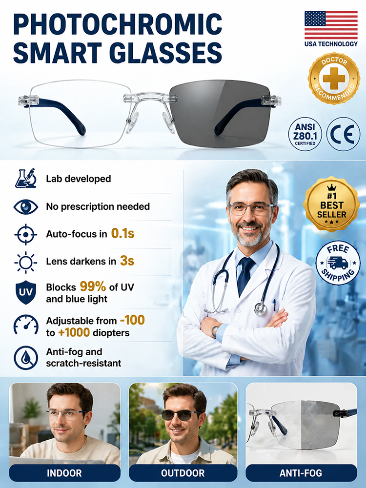 Photochromic Blue Light-Blocking Reading Glasses
