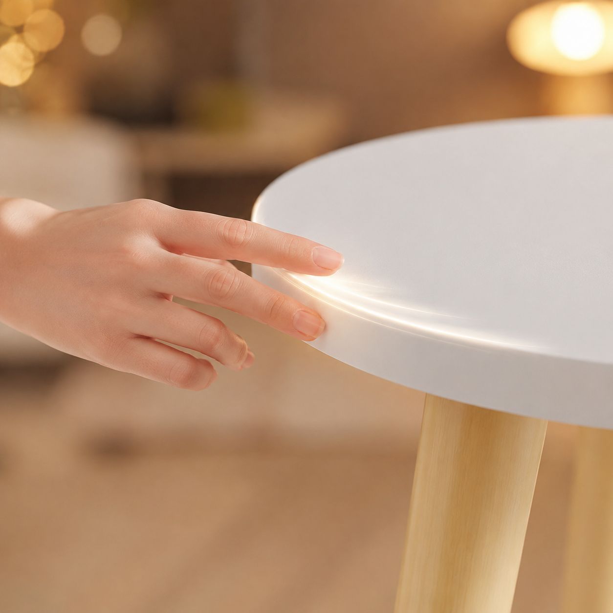 Small round table used as balcony decoration