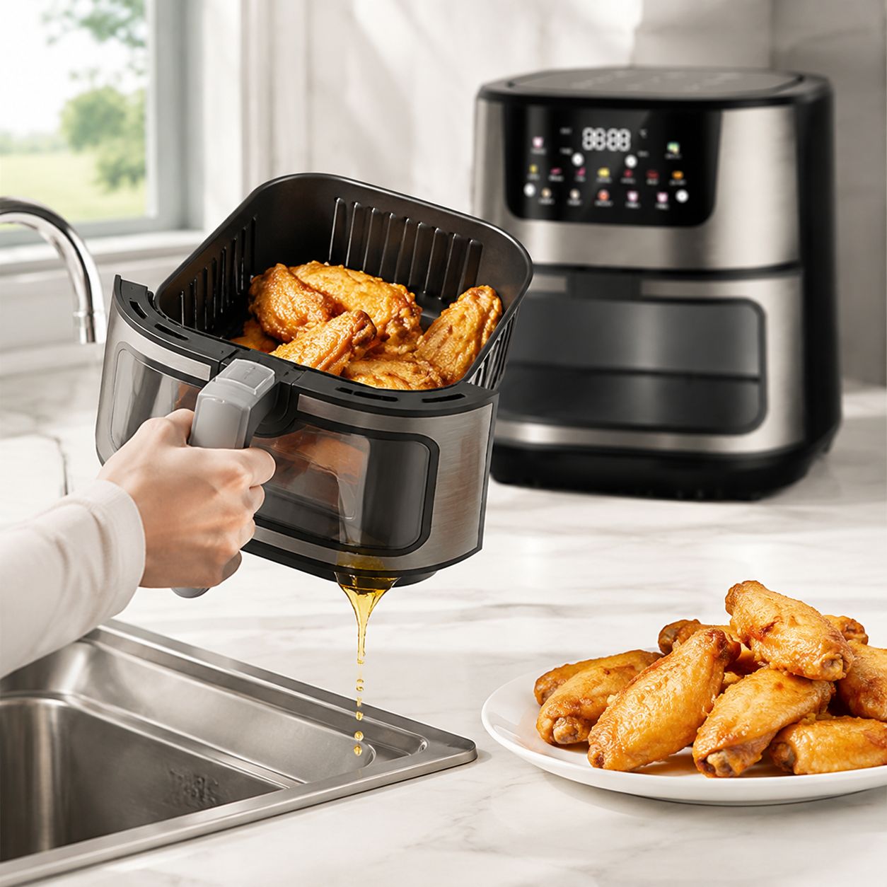 User-friendly LCD screen on smart air fryer