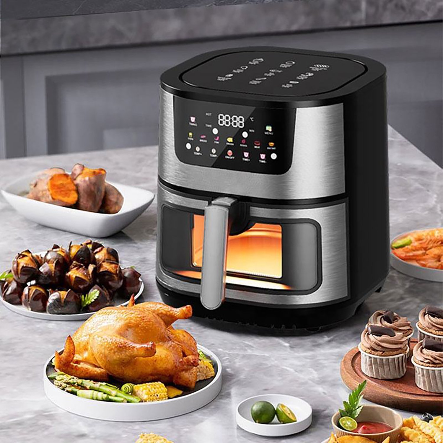 Deluxe 15L Smart Air Fryer, Oil-Free Commercial Appliance with LCD Screen