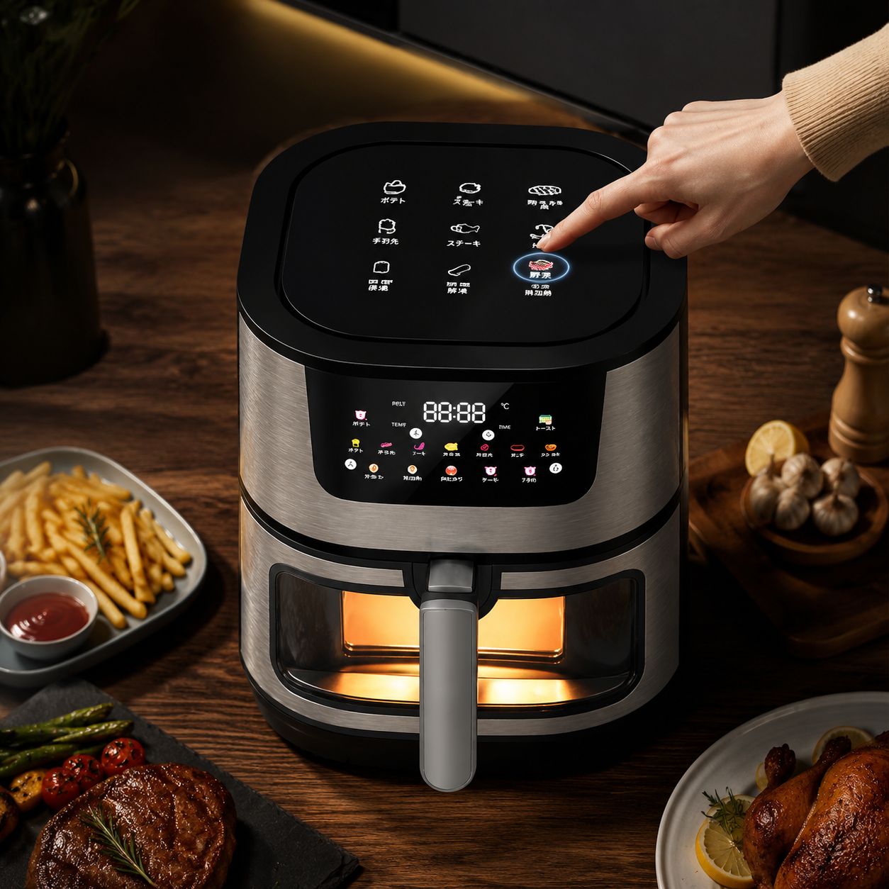 Deluxe 15L Smart Air Fryer, Oil-Free Commercial Appliance with LCD Screen