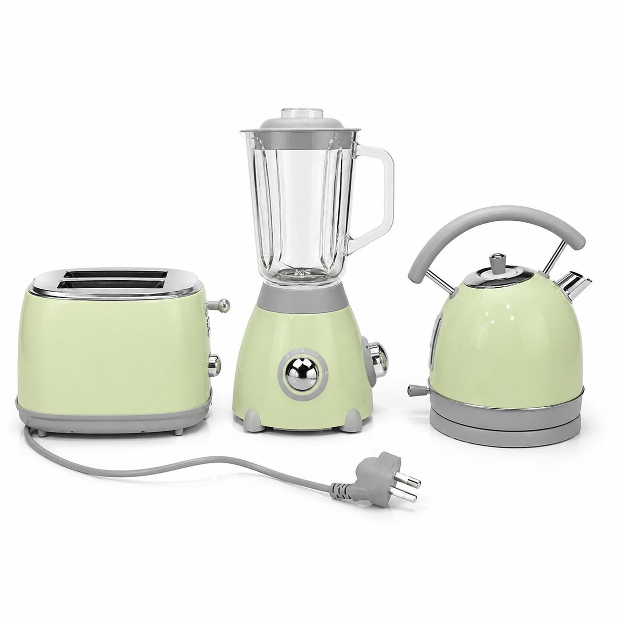 1.8L Electric Breakfast Blender Set with 1.5L Glass Jar and 2-Slice Smart Toaster