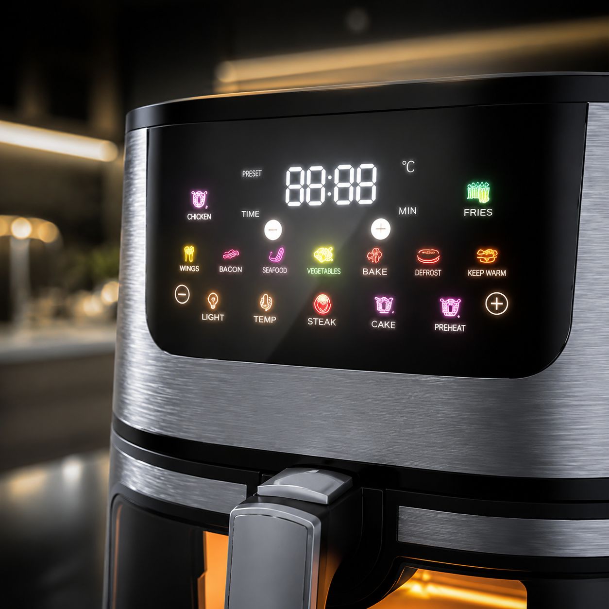 Oil-free commercial air fryer in modern kitchen