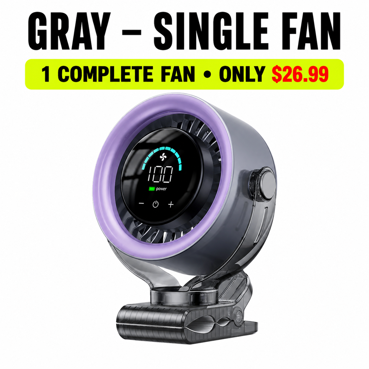 Gray Single Fan - 1 Complete Fan - Only $26.99