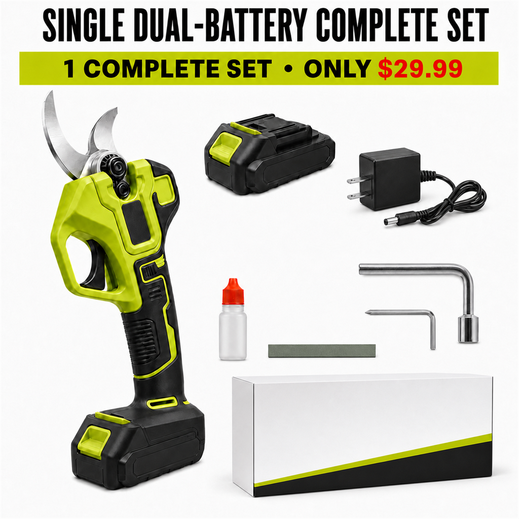Single Dual-Battery Complete Set - 1 Cordless Pruning Shear Set - Only $29.99