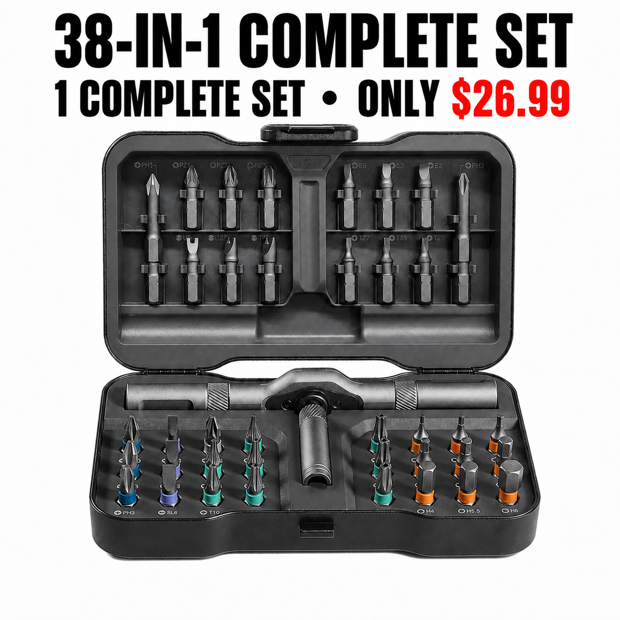 38-in-1 Complete Set - 1 Complete Tool Kit - Only $26.99