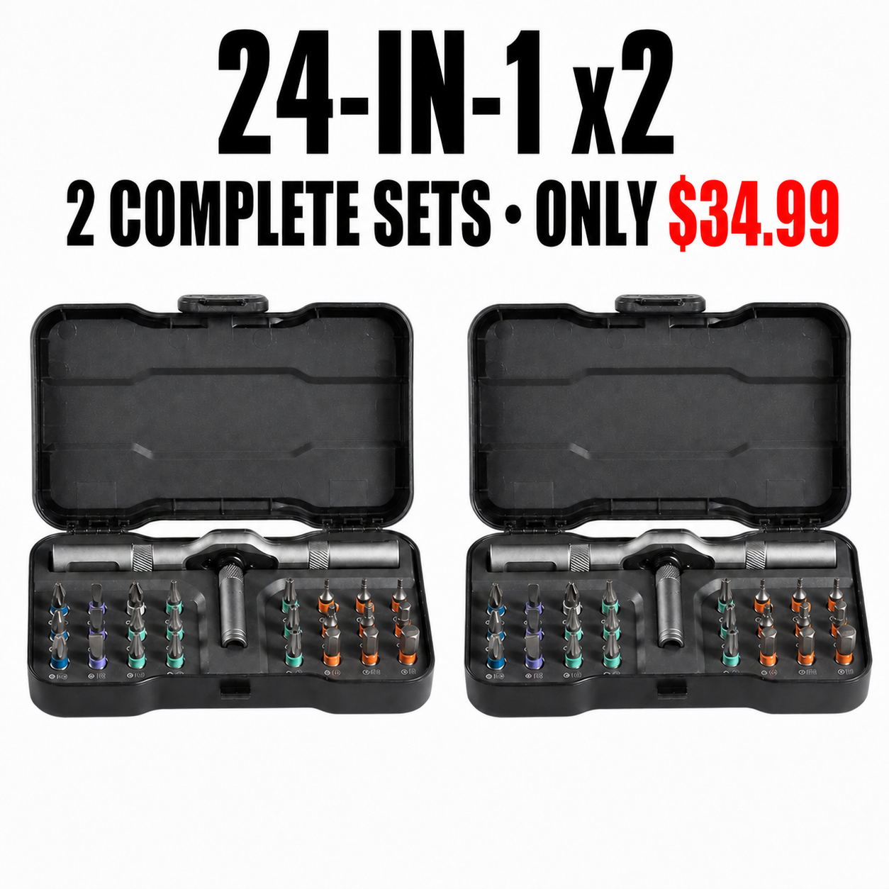 24-in-1 x2 Complete Sets - 2 Complete Tool Kits - Only $34.99