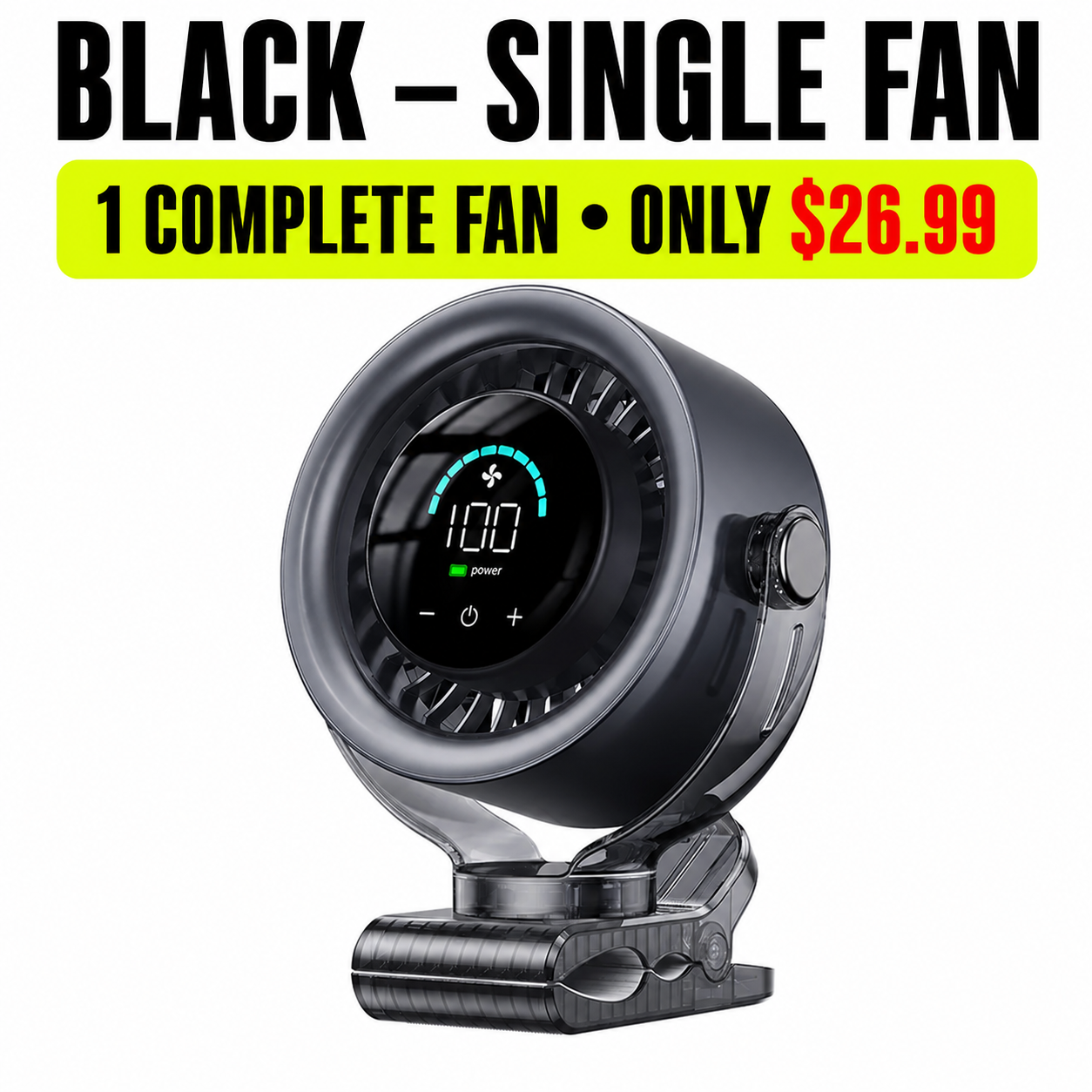 Black Single Fan - 1 Complete Fan - Only $26.99