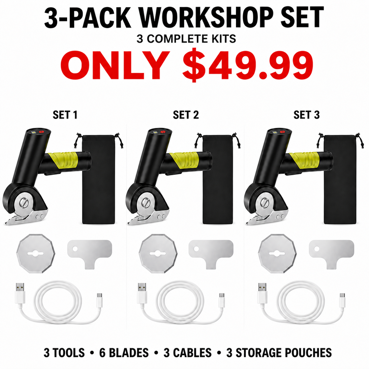 3-Pack Workshop Set - 3 Cordless Electric Scissors Kits - Only $49.99