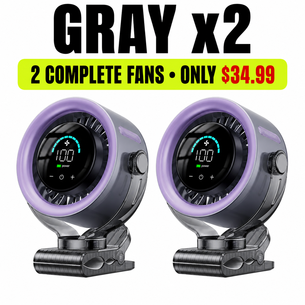 Gray x2 - 2 Complete Fans - Only $34.99