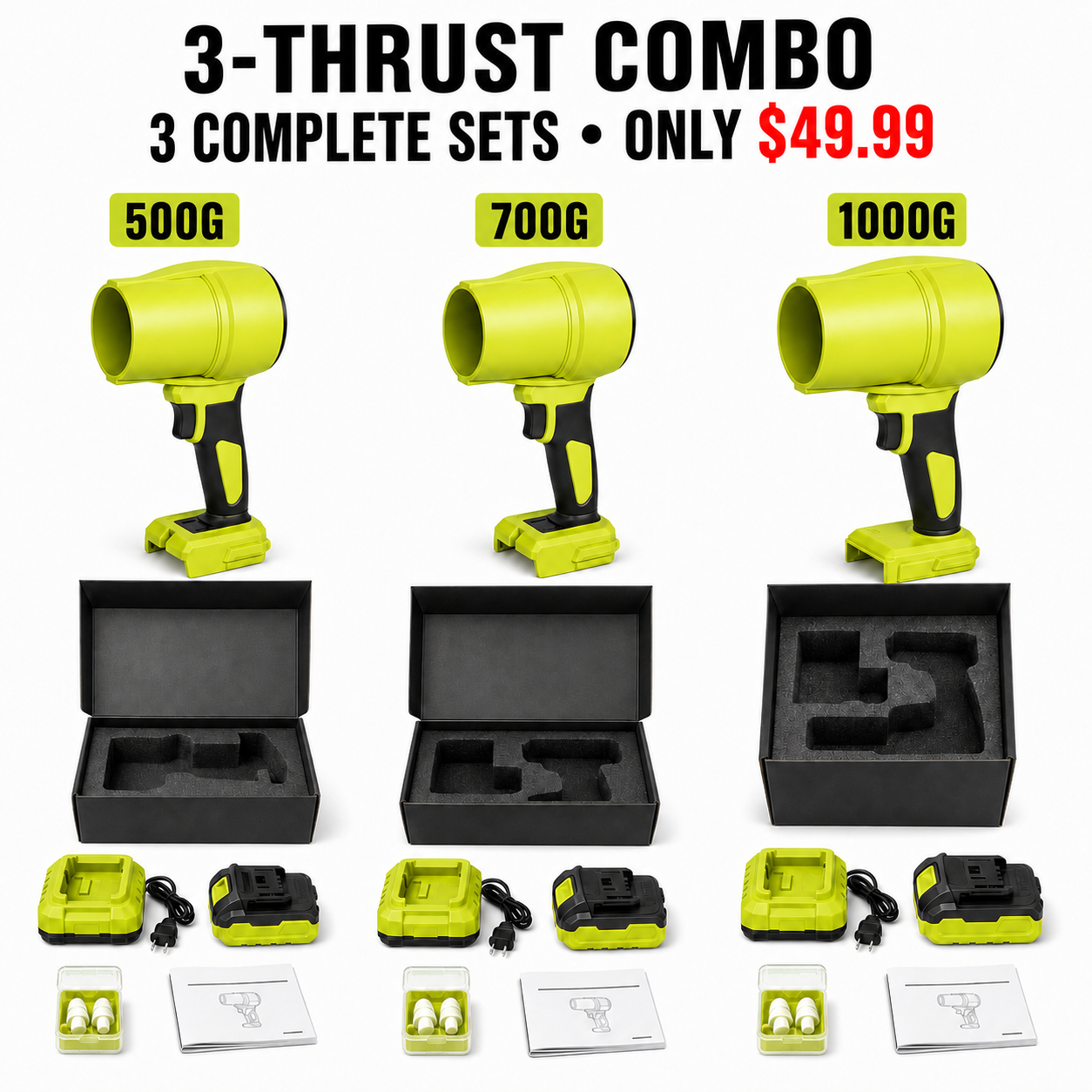 3-Thrust Combo - 500G, 700G and 1000G Complete Sets - Only $49.99