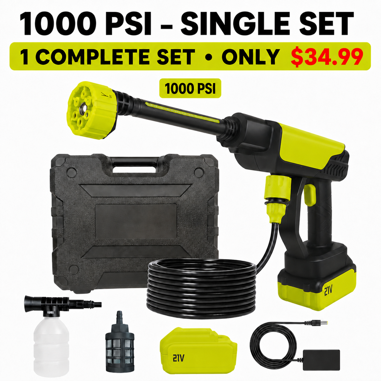 1000 PSI Single Complete Set - $34.99
