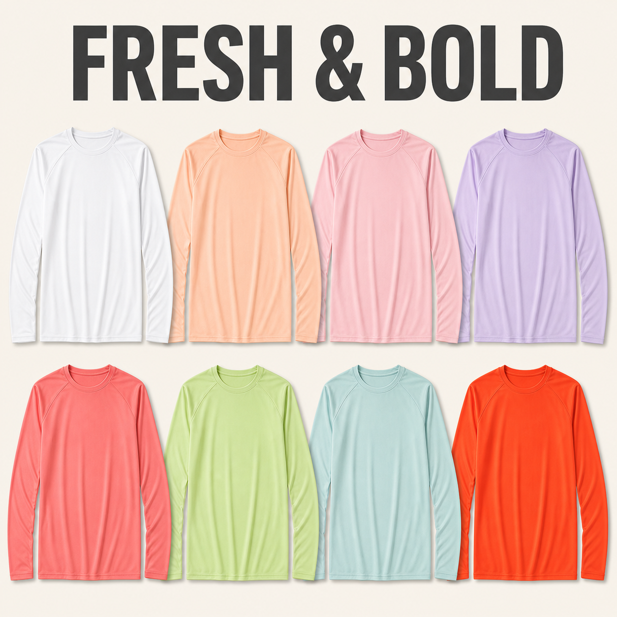 Fresh & Bold 8-piece men's quick-dry sun-coverage long sleeve shirt bundle