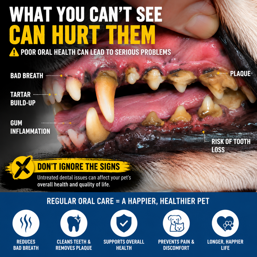 Pet dental care illustration showing teeth and gums