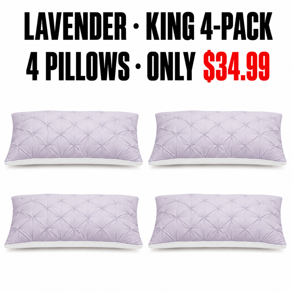 Lavender King/Cali King 4-Pack Pillow Mapping - Only $34.99