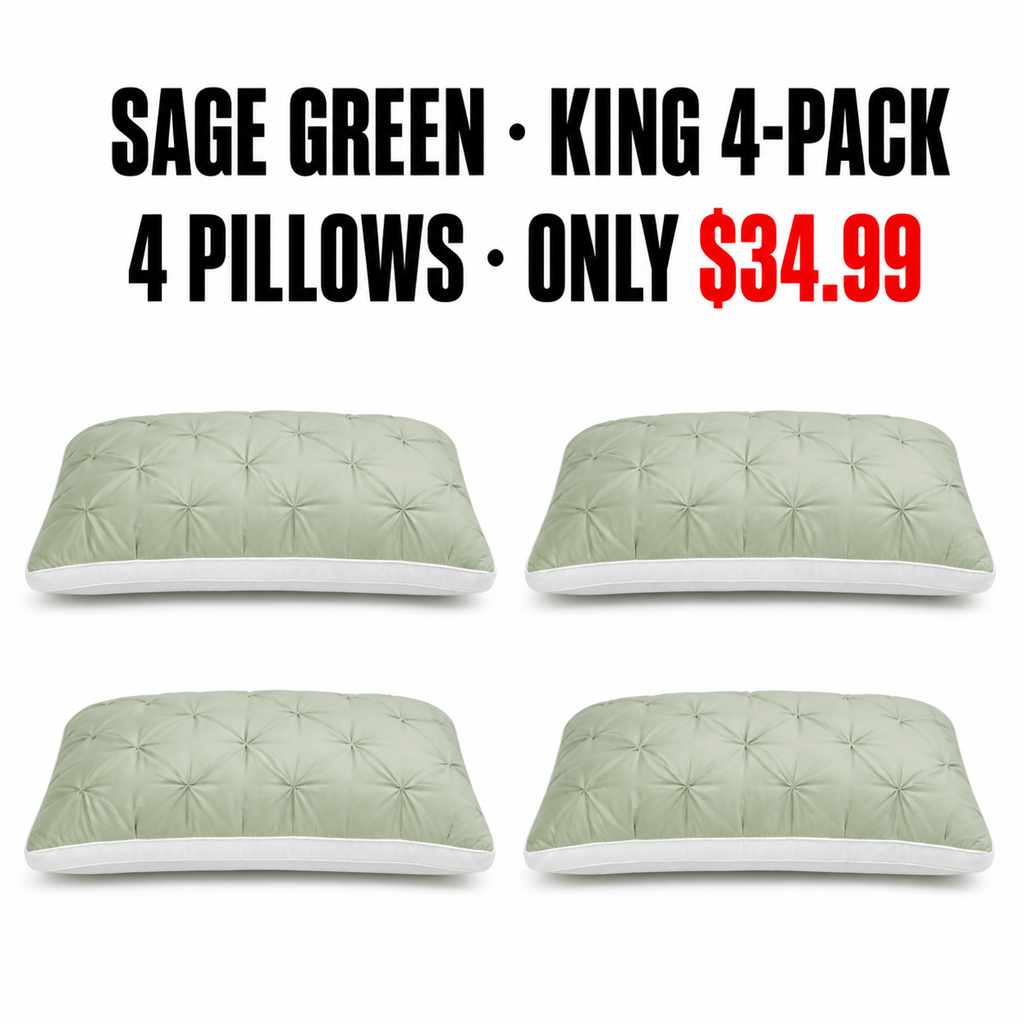Sage Green King/Cali King 4-Pack Pillow Mapping - Only $34.99