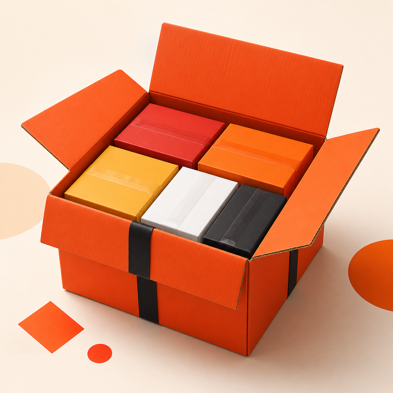 Open multi-pack shipping box illustration