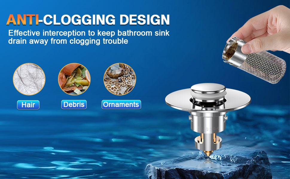 Stainless Steel Modern Rustproof Mesh Tub Drain Stopper with Bouncing Core & Brass Pop-Up Plug, High-Pressure Handheld Shower Head for Bathroom Home Supplies, Rustproof Drain Stoppers