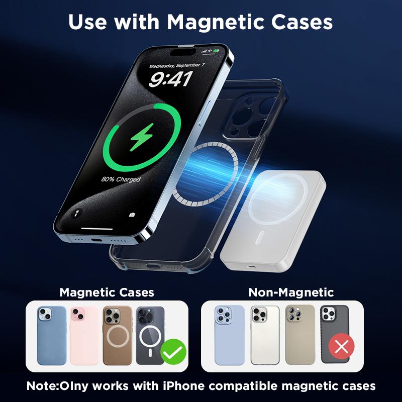 5000mAh Magnetic Wireless Power Bank for iPhone 12-17 Series, Portable Charger Compatible with MagSafe Cases, Back to School Essentials,back to school,back to school haul