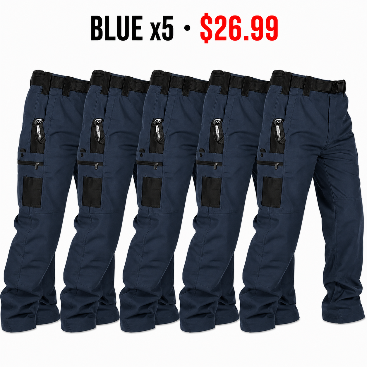 Blue x5 tactical cargo pants - 5-Pack $26.99