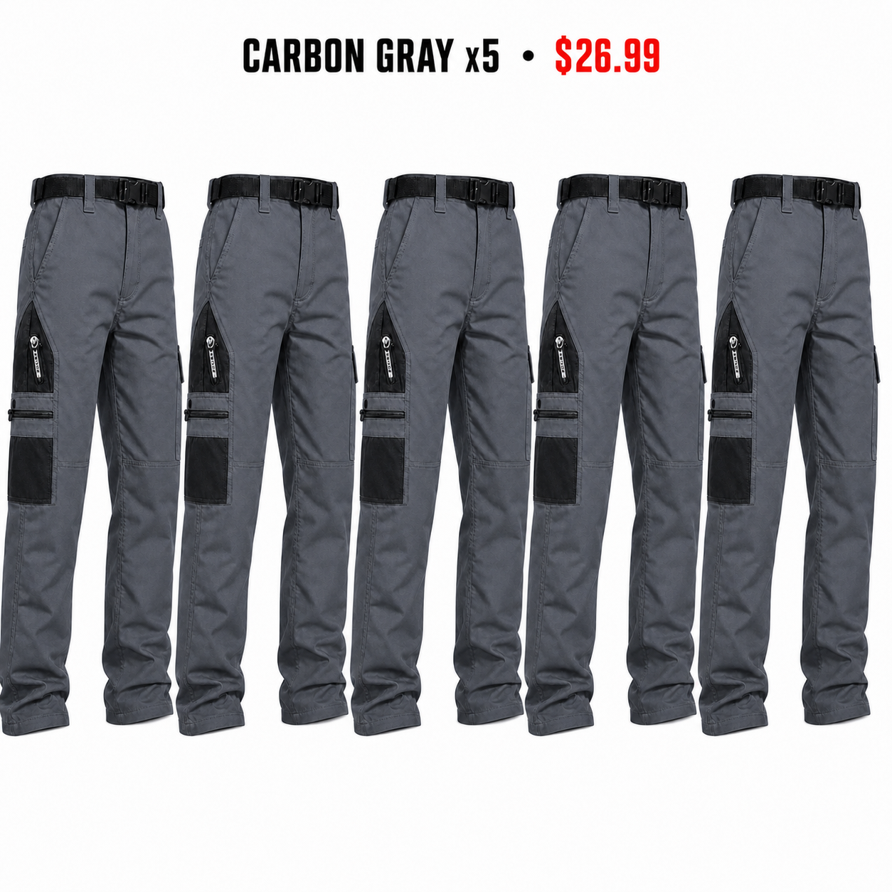 Carbon Gray x5 tactical cargo pants bundle - $26.99