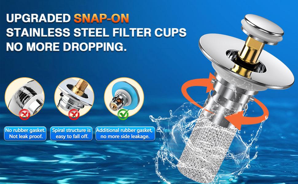 Stainless Steel Modern Rustproof Mesh Tub Drain Stopper with Bouncing Core & Brass Pop-Up Plug, High-Pressure Handheld Shower Head for Bathroom Home Supplies, Rustproof Drain Stoppers