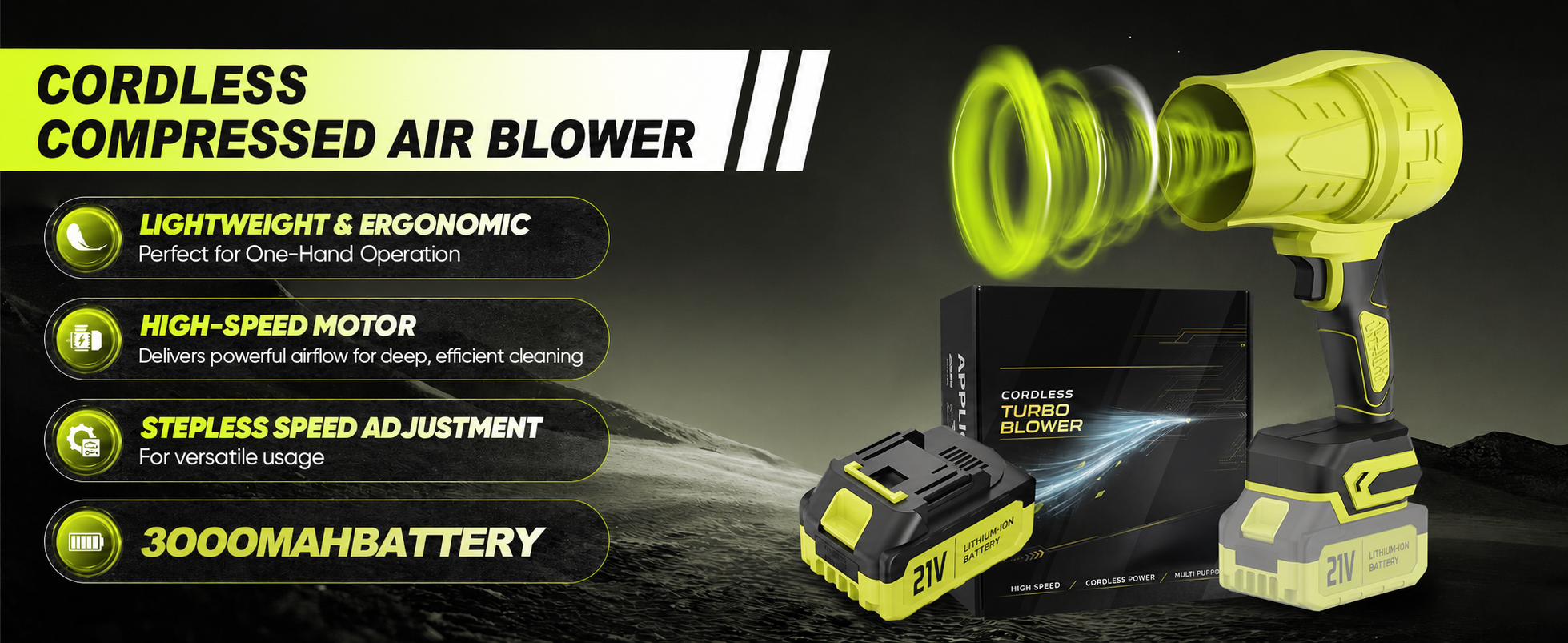 Cordless Compressed Air Blower Features and Battery