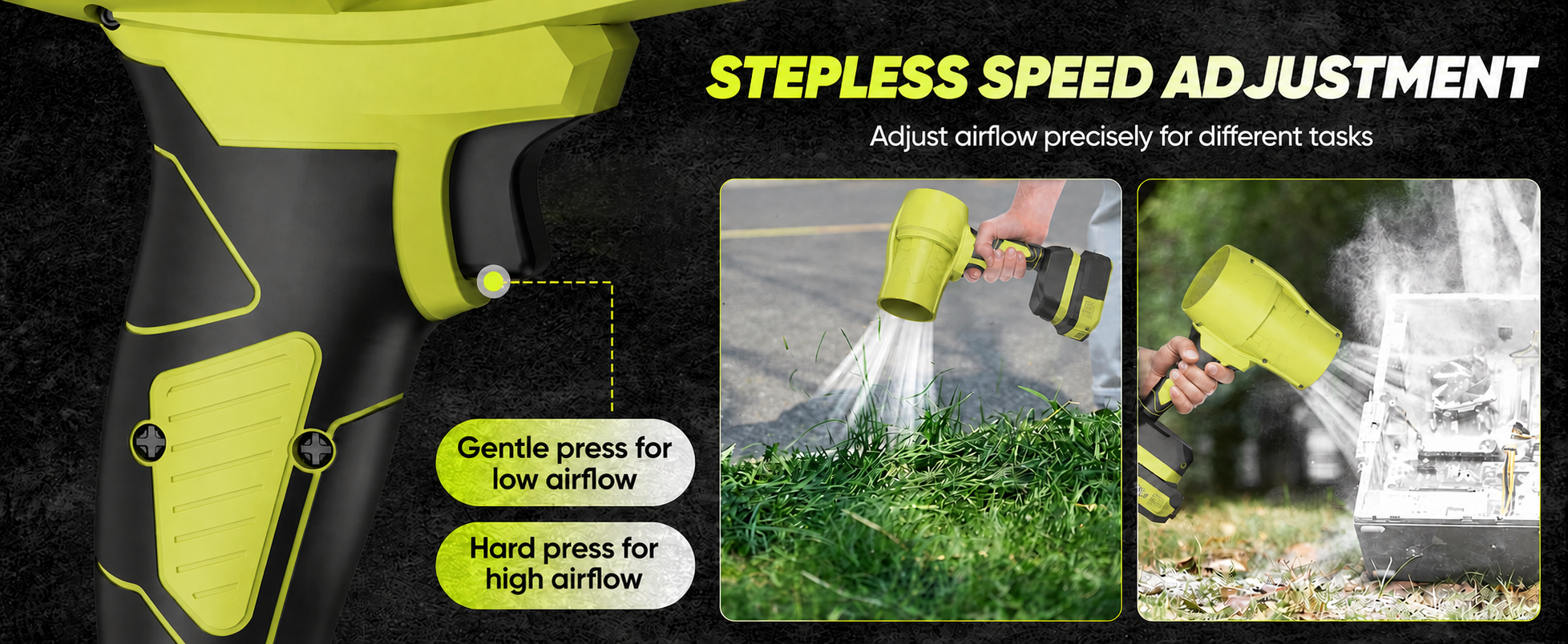 Cordless Blower Stepless Airflow Control