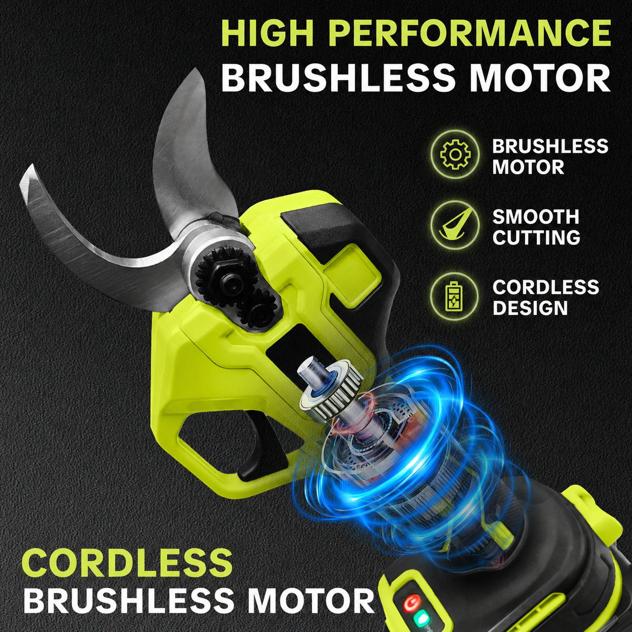 Brushless Motor Detail on Cordless Electric Pruning Shears